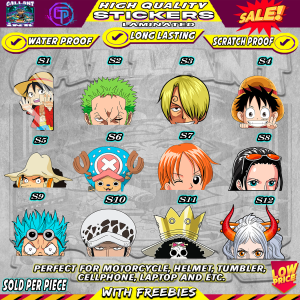 One Piece Peeker Characters  (High Quality Laminated/Waterproof Vinyl Stickers)  For Motorcycles & ETC. - WITH RANDOM FREEBIES!!!