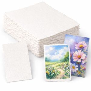 LUZMAR Blank Watercolor Paper Rough/Textured 20 Sheets Painting Paper Retro Hairy Edge Cotton Paper White Textured Paper