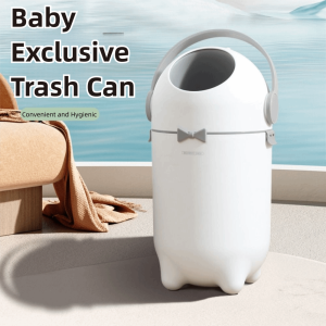 OKKFINE 15 L Diaper Trash Can with Lid Large Capacity Simple Trash Bin Portable Handle Waste Can Household