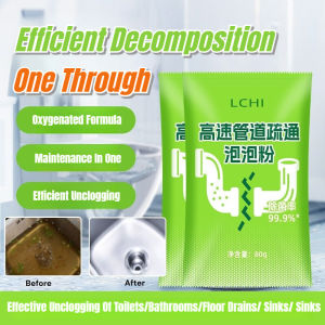 【5-Second Anti-Clogging Dissolving Agent】High-Speed Pipe Unclogging Bubble Powder Toilet and Kitchen Sewer Unclogging Powder Deodorizing and Antibacterial High-Speed Pipe Unclogging Bubble Powder