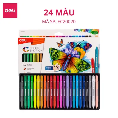 Bộ 36 Bút màu sáp DELI 100% hữu cơ tự nhiên an toàn cho bé tập vẽ - Không Dính Tay - Tập Vẽ Tranh Tô Màu Mỹ Thuật Học Sinh Trẻ Nhỏ