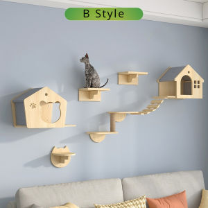 Wall Mounted Cat Climbing Shelf Steps Set Wall Furniture Stairway With Sisal Rope Scratching Post for Most Cats Kitten