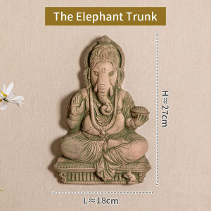 หัตถกรรมเทพช้างไทยสไตล์เอเชียตะวันออกเฉียงใต้เครื่องประดับตกแต่งเครื่องปั้นดินเผาหยาบสามารถแขวนบนผนังสามารถวางบนโต๊ะ