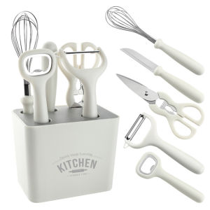 5/6PCS Kitchen Knife Tools Set With Holder Peeler Scissors Fruit Knife Bottle Opener Kitchenware Set