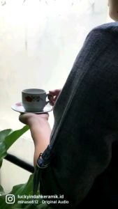 1set Cangkir Keramik Motif Bunga merk lucky / Cangkir Kopi motif bunga / Cangkir Motif bunga/ cangkir keramik murah