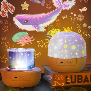 INVADER 21 Sets of Films Night Lights for Kids 360 Rotating Ocean Home Decoration Lamp Gifts Star Galaxy Projector Bedroom