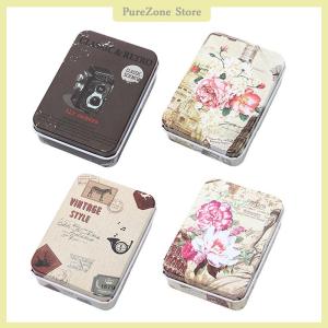 [PureZone] Mini Tin Box With Lid Portable Rectangular Small Storage Container Empty Candy Cases Boxes Gift Packaging Organizer