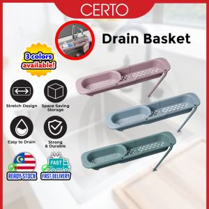 CERTO Drain Storage Drain Basket Strainer Basket Kitchen Sink Drain Basket Colander Rack Organiser Household  Penapis Sinki Dapur 置物架