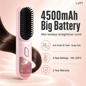 【SG Stock】LKM Mini Hair Straightener Brush | Wireless Hair Straightener Comb Portable Travel Rechargeable Anti Scald