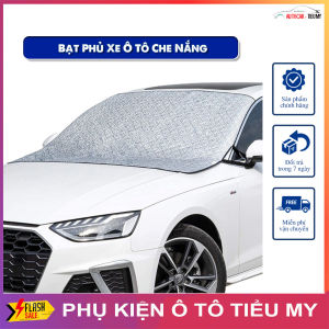 Bạt Phủ Kính Lái Ô Tô Có Tai Quai Cài Gương 4 Lớp PHỦ TRÁNG NHÔM Cao Cấp Chống Nắng Chống Gió