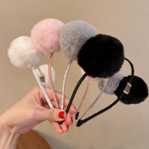 Murah Banget - Bando Model Telinga Kucing dan Bulu Pompom / Bando Bandana Rambut Wanita / Aksesoris Hiasan Rambut Wanita Lucu / Bando Bulu