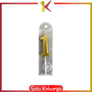 SK-C1139 Lilin Angka Gold 0-9 Hiasan Kue Ultah / Lilin Ulang Tahun Emas Lilin Angka Metalik Candle