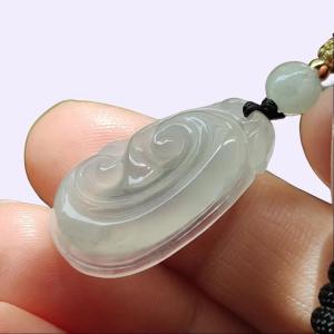 Crafted as Ruyi Pendant on Natural Type A Jadeite Jade certificate weighs 2.86 grams measurement 24.6 * 15.1 * 4.3 mm (pendant376)