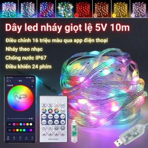 Dây đèn led fairy light GIỌT LỆ 16 trệu màu 10M Nháy theo nhạc chống nước IP67 chỉnh app Điện Thoại chịu  lực trang trí tếtcây thông