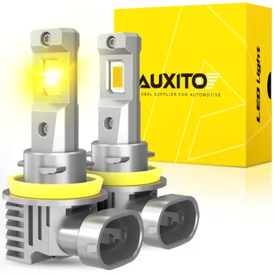 AUXITO 2Pcs 72W 16000LM H11/H8/H16 LED Fog Light Bulbs 3000K Amber Yellow 600% Brightness Headlight For Car Replacement 12v