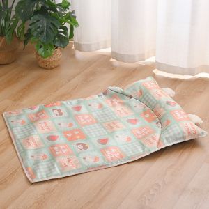 QEFEE Cartoon Pattern Cooling Pet Mat Scratch Resistant Ice Silk Anti-Slip Pet Pad Cute Breathable Dog Mat Summer Use