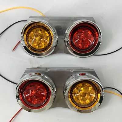 ไฟราวข้าง รถบรรทุก แป้นสเตนเลส รุ่นไฟมีหมวก รุ่น cap ระบบไฟ 12v-24v (ราคาต่อแป้น)