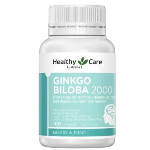 EXP:6/2027 Healthy Care Ginkgo Biloba 2000 100 Capsules Helps Support Memory Mental Alertness and Maintains Cognitive