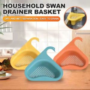 Triangular Sink Swan Sink Strainer Basket Corner Kitchen Multifunctional Sink (RANDOM COLOR) Keimav