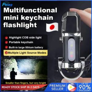 Keychain Light Rechargeable Portable USB Charge Flashlight Outdoor Safety Emergency Led Light For Hiking Work Light Multifunctional Mini Keychain Flashlight PhIeo