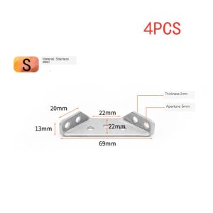 4pc Stainless Steel Corner Bracket 90 Degree Angle Thicken Fixed Plank Bulkhead Support Furniture Hardware Connector Accessories