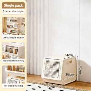 ABC Bear Lockers Stackable Storage Box with Door Dustproof Wardrobe Organizer Home Living Room Bedroom