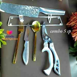 Combo 5 Sản Phẩm Nhà Bếp ( Kéo Cắt Gà+Dao thái Damacus+Dao Gọt Global+Thìa Dĩa Japan)
