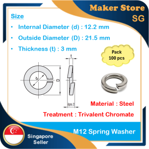 Steel Spring Washer M12 (Pack : 100 pcs)