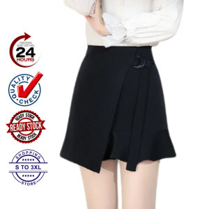 S.Store Women Fashion Casual Office Lady High Quality Office Black A-Line Formal Skirt Pant Skorts (S-3XL)