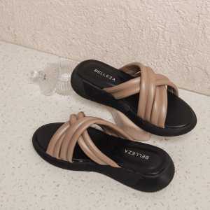 Sandal Murah Viral Sendal Wedges Trend Puffy Strap Platform Wanita Perempuan Silang Empuk Premium - BELLEZA EMMA