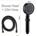Elegant High-Pressure Stainless Steel Shower Head with 5 Spray Modes and Easy One-Key Stop Button. 