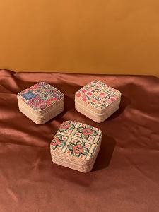 Boho Floral Printed Cork Travel Jewellery Storage Compact Zipper Earring Ring Necklace Organizer Cute Portable Jewelry Case Gift for Girls Women