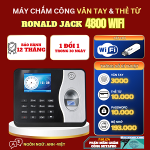 Máy chấm công vân tay mini Ronald Jack 4800WIFI Lấy dữ liệu qua mạng kết nối wifi tốc độ cao nhận diện nhanh