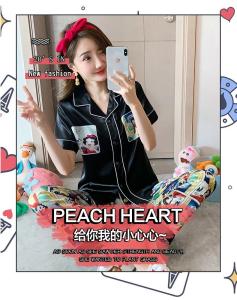 CP Mall Premium Collection [New Arrival] [Special Promotion] Ice Silk Modern Collection Essentials Women Short Sleeve Collar Printed Pyjamas Sets Baju Tidur Wanita Pajamas with Long Pant - S1115 (with 10 Design optional) Baju Tidur Wanita Sleepwear