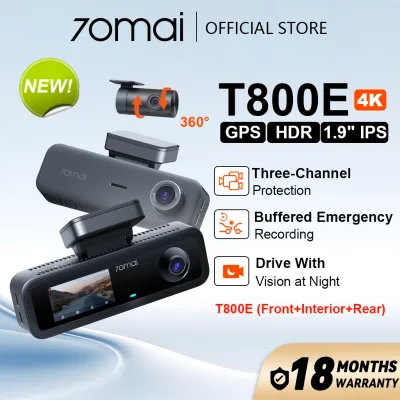 [New Launch]70mai T800E Dash Cam 4K 3-Channel 360° Rotatable Car Camera HDR GPS With Night Vision