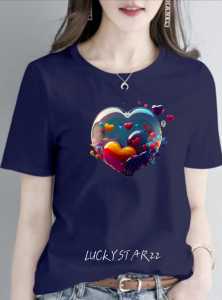 (COD)KAOS ATASAN MOTIF LOVE/COTTON COMBED WANITA