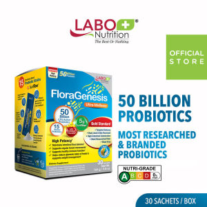 LABO Nutrition FloraGenesis 50 Billion CFU Live Probiotics 15 Strains Supplement for Women & Men - Gut Health Bloating Constipation Immune Recovery Allergy Skin Slimming Weight Heart Blood Lipid Liver •  30 Sachets