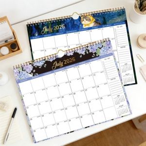 OKDEALS Dual Coil Design Wall Calendar 2026.7-2027.12 Easy Organizing Wall Hanging Planner  Thicken Paper Office Calendar Home Use