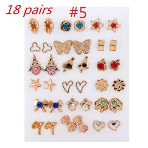 [Cutewomen2020] 18/36Pairs Earrings Mixed Styles Rhinestone Sun Flower Geometric Animal Plastic Stud Earrings Set For Women Girls Jewelry