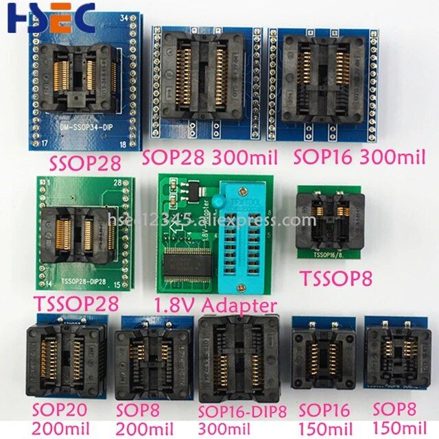 USB-Programmierer, TL866II Plus Programmierer mit USB Kabel und 10 Adapter für TL866II Plus EEPROM Flash 8051 AVR MCU GAL PIC