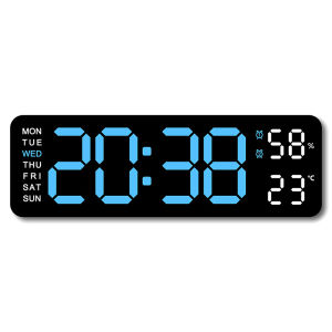 [Habilulu] Large Digital Wall Clock Temperature And Humidity Week Display Brightness Adjustable Electronic LED Table Alarm Clock