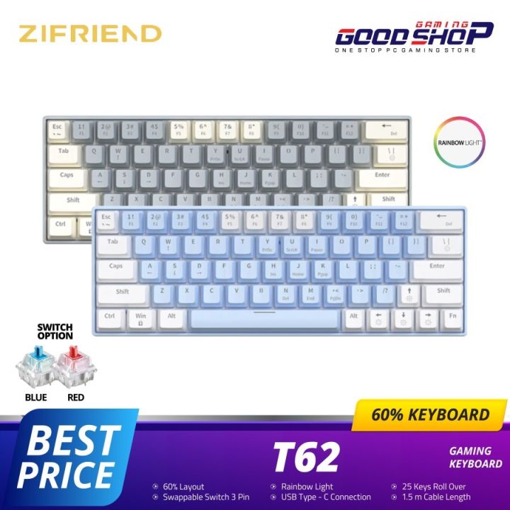 ZIFRIEND T62 63Keys 60% Layout - Mechanical Keyboard | Lazada Indonesia