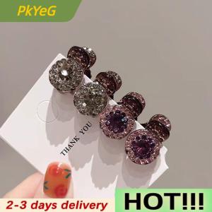 PkYeG 2 4pcs Mini Round Rhinestone Hair Claw Retro Zircon Women Girls Claw Clip Small Hairpins Hair Crabs Girls Hair Accessories 