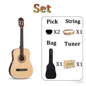 EXPOSE Acoustic Guitar Set Original Low Action 38-inch Folk Guitar for Beginners with Capo Bag String Picks Strap