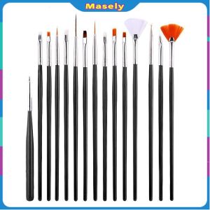 Masely Professional Nail Art Design Painting Set 15 pcs Acrylic Oil Watercolors Artist Paint Brushes