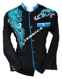 Baju koko jasko pria dewasa Lengan panjang terbaru 2024 warna hitam lis kerah biru putih mtf jsc