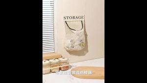Hanging Storage Net Bag wall-mounted cabinet door organiser kitchen bag and desktop storage for kitchen cupboard desk and utility area for Kitchen Bathroom Sink Toilet and Tile Repair