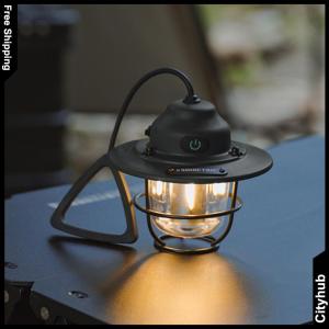 Retro Hanging Tent Lamp 2700K/6500K Emergency Light Lantern IPX4 Waterproof Retro Atmosphere Chandelier Stepless Dimming Type C Charging for Outdoor
