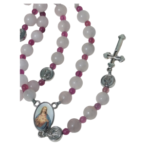 rose quartz crystal rosary necklace