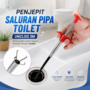 Kawat Jepit Kotoran 3m Meter Penjepit Pembersih Pipa Saluran Wastafel Toilet Mampet Sewer Pipe Unclog USS63